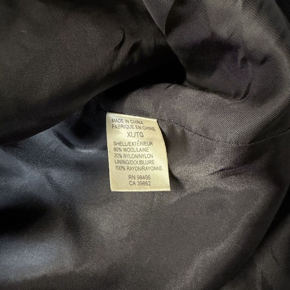 Theory Mens XL Black Wool Blend Overcoat Car Coat Jacket Hidden Zip Minimalist - Picture 9 of 9